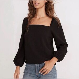 Madewell Jacquard Square-Neck Balloon-Sleeve Top Boho Whimsigoth goth fairy dark
